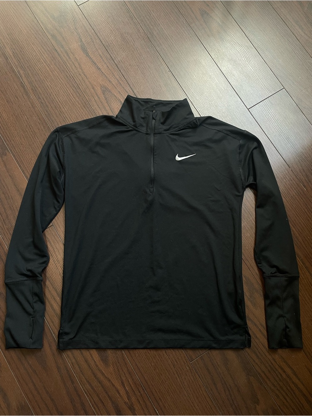 Nike Dri-Fit Black Women’s Quarter-Zip Performance Jacket with White Swoosh XS
